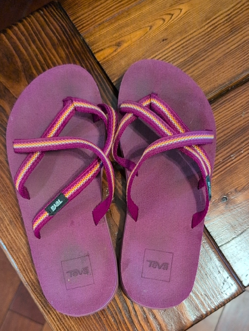 Teva Pink Sandals with Pink and Yellow Straps Size 6